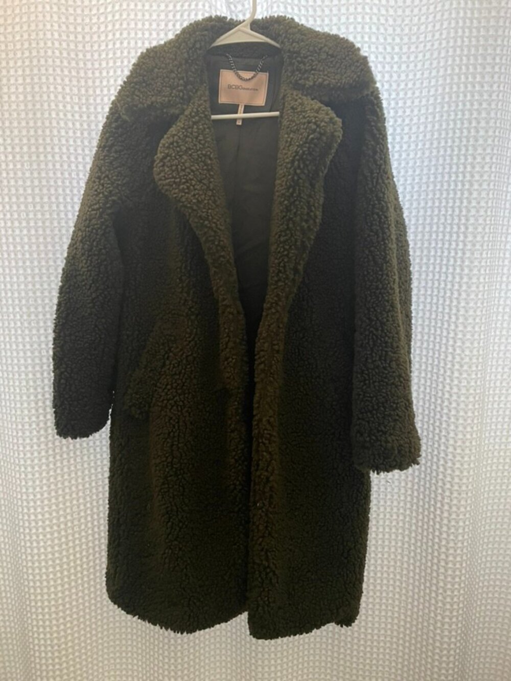 BCBGeneration Olive Green Faux Fur Teddy Duffle Coat